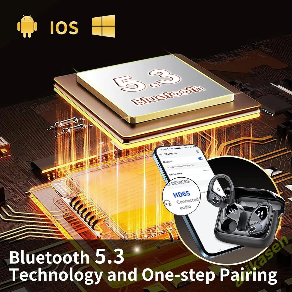 Bluetooth 5.3 Headphones 2024 Wireless Earbuds 75Hrs Sport Bluetooth Earphone with Noise Cancelling Mic IPX7 Waterproof Headsets