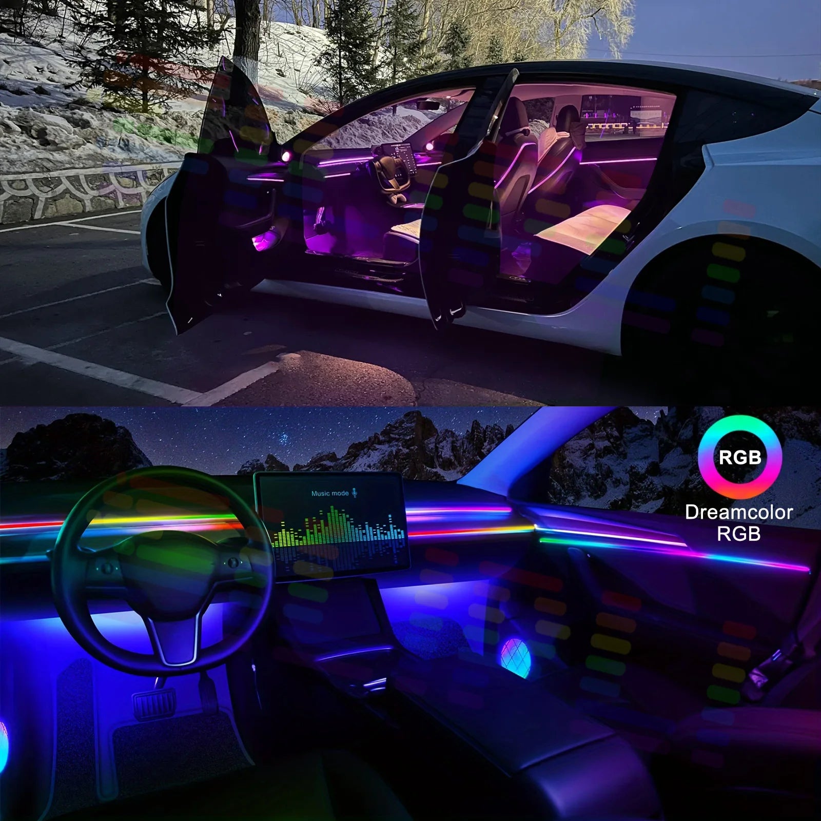 Luces LED RGB ambiente interior Tesla Model 3 / Model Y
