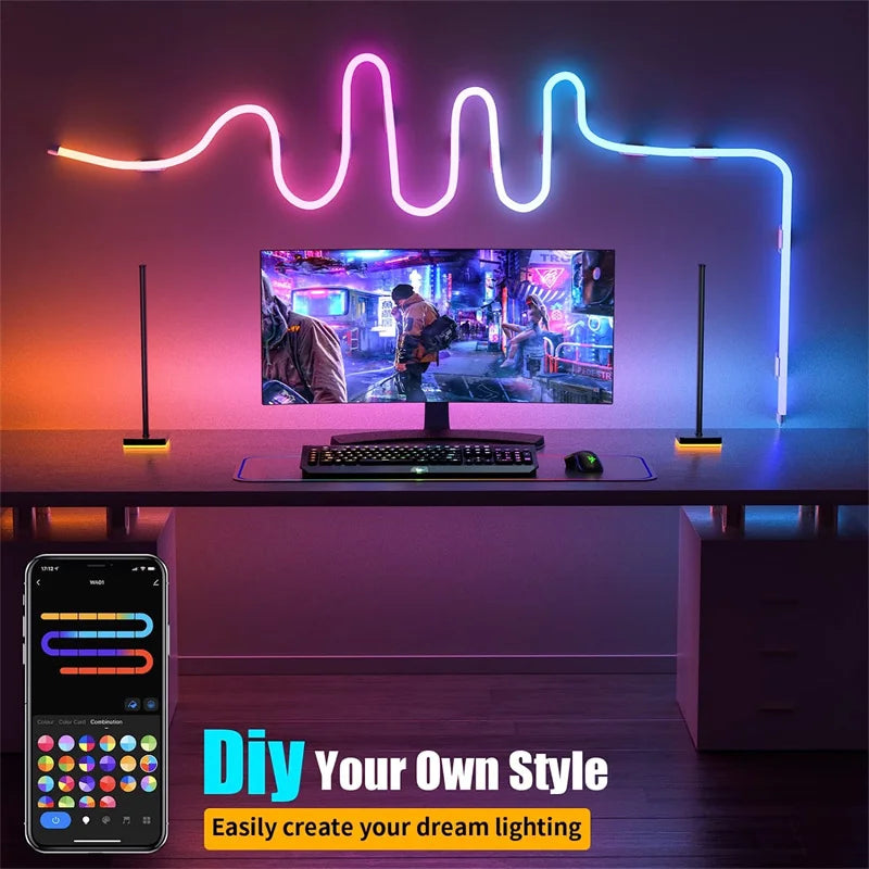TUYA Neon LED Strip Lights 12-24V 84Leds/M Silicone Neon Rope Light with Music Sync RGBIC Dreamcolor Chasing Strip Tape for Room