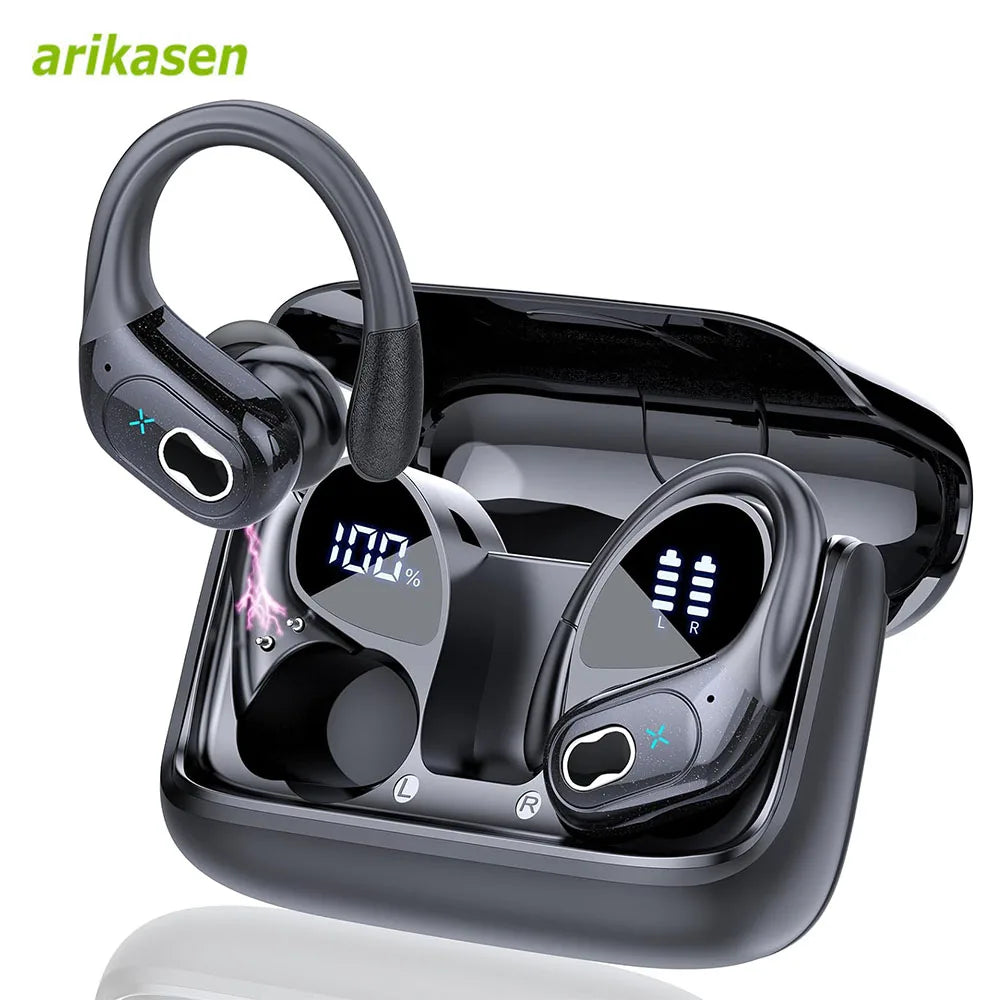 Bluetooth 5.3 Headphones 2024 Wireless Earbuds 75Hrs Sport Bluetooth Earphone with Noise Cancelling Mic IPX7 Waterproof Headsets