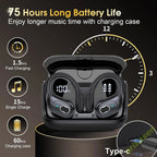 Bluetooth 5.3 Headphones 2024 Wireless Earbuds 75Hrs Sport Bluetooth Earphone with Noise Cancelling Mic IPX7 Waterproof Headsets